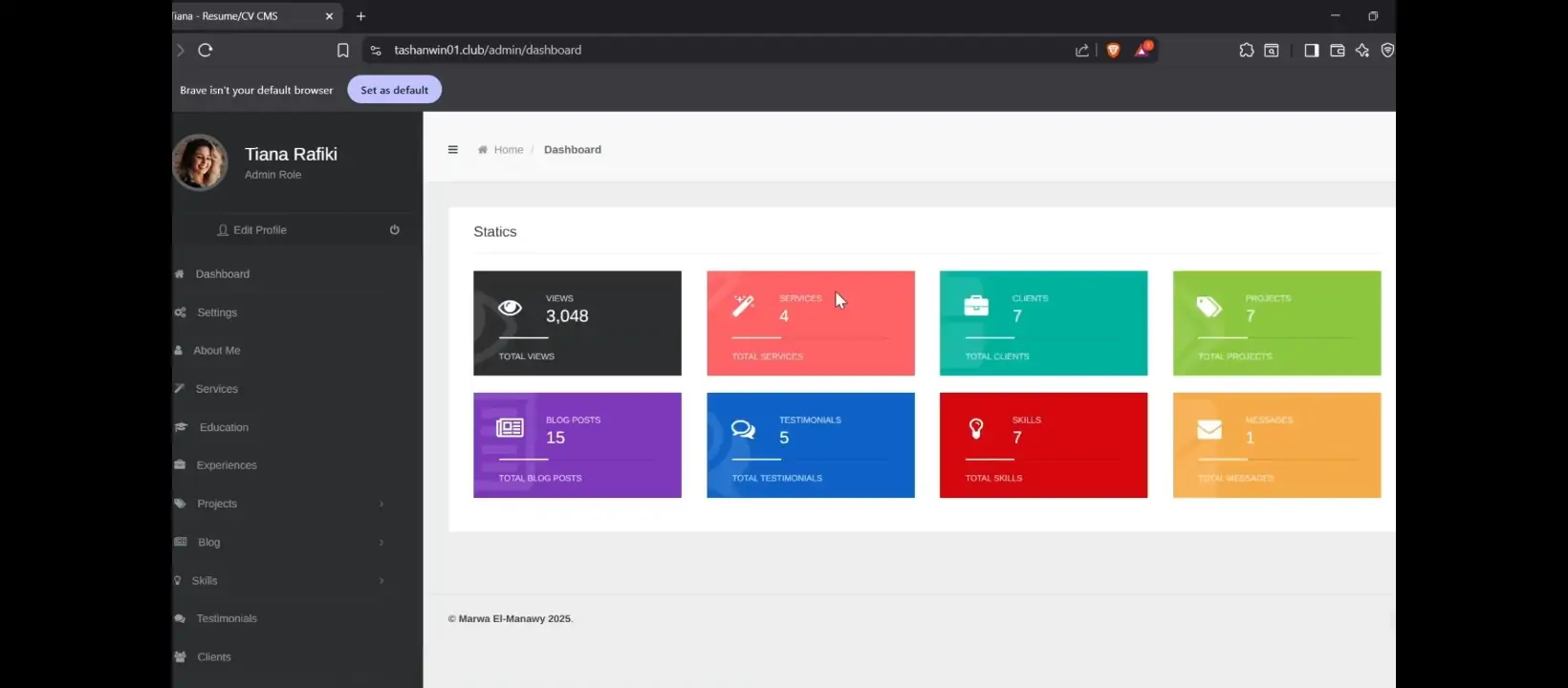 Resume Website Builder Script – Free HTML Portfolio Template (With Admin Panel)